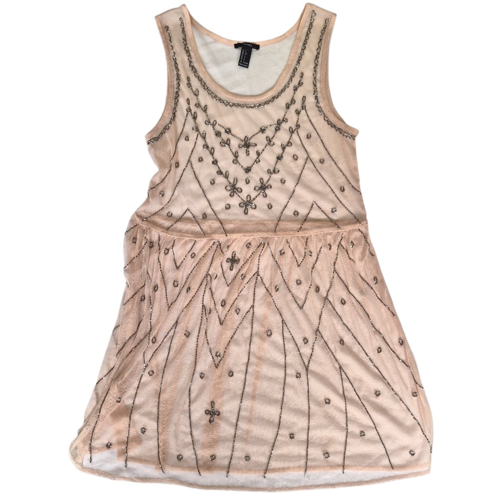 Embellished Sheer Mesh Tunic Forever‎ 21 Size Small Beige